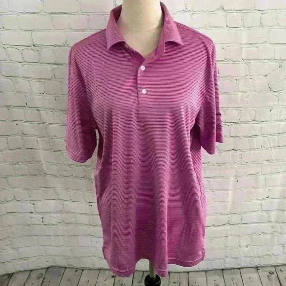 Men’s M Greg Norman Golf Polo Shirt Light Purple and Black Stripes - Picture 1 of 10